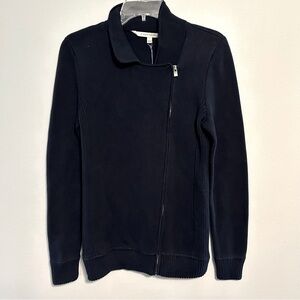 NWTS 41 Hawthorn women sweater size medium navy blue long sleeve full zip collar